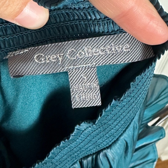 NWT Grey Collective Green Hi-Neck Ruffle Sleeve Smocked Tiered Maxi Dress WomenS - Picture 7 of 8